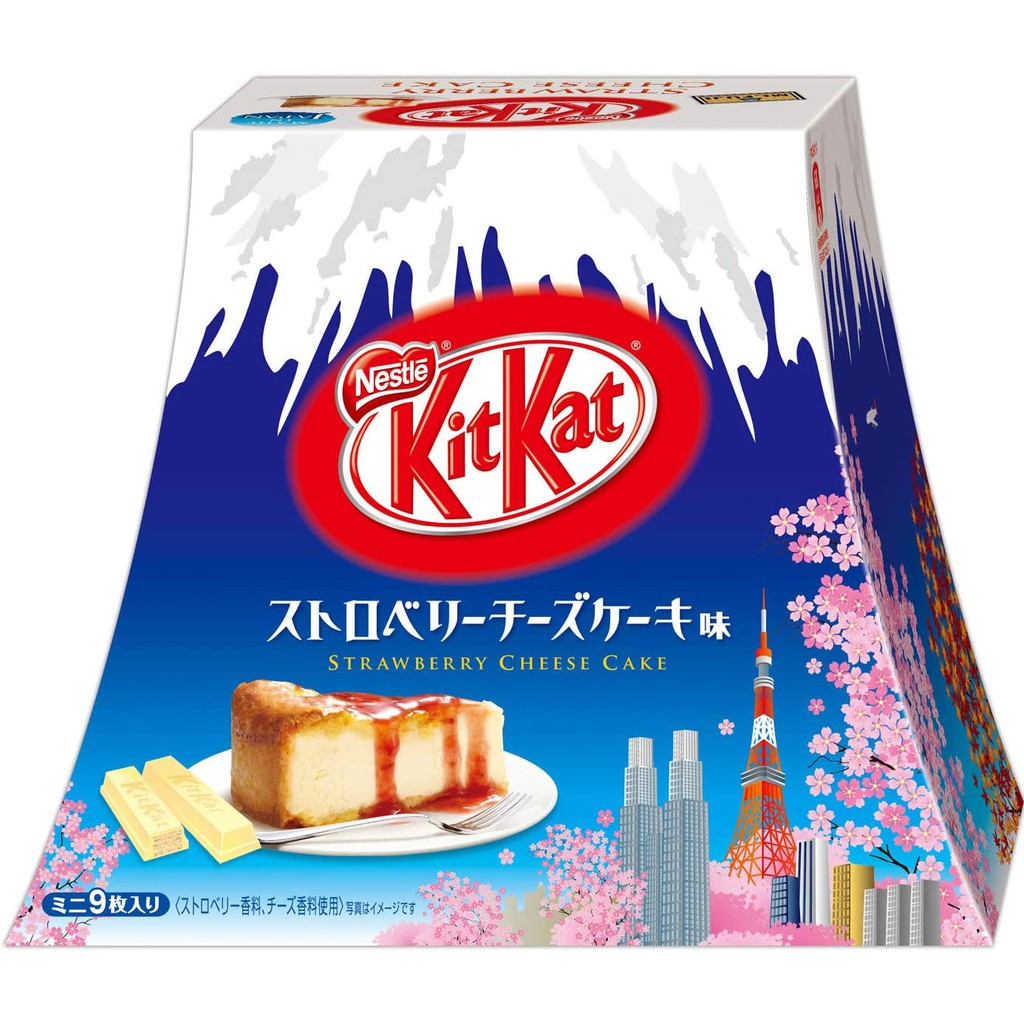 【日本直發】  Kitkat 迷你草莓乳酪蛋糕味道 富士山包 9 件