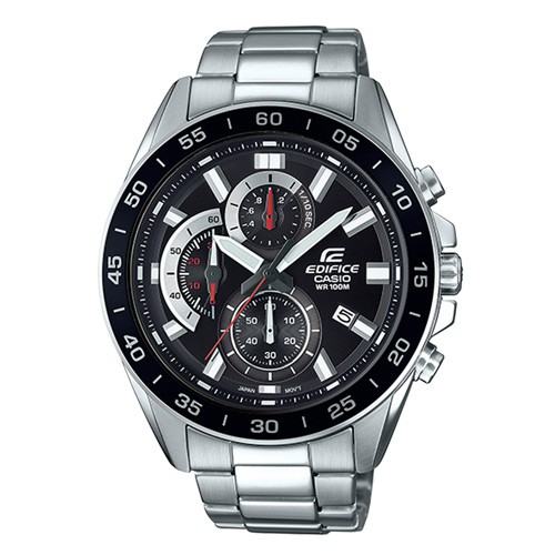 【CASIO】EDIFICE 立體時刻飆速不鏽鋼腕錶-黑x紅(EFV-550D-1A)正版宏崑公司貨