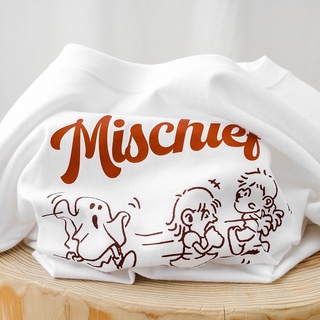 【🍒櫻桃大尺碼】M-6XL 大尺碼純棉短袖T恤 夏季新款白色圓領趣味印花短袖上衣