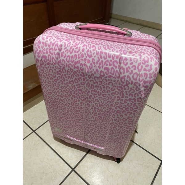 二手 CROWN粉色豹紋行李箱28吋