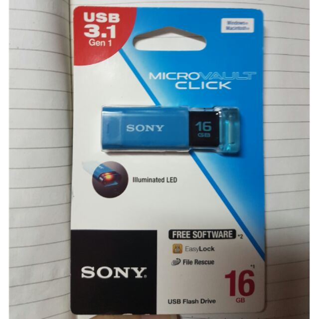 SONY 索尼 USM16GU 16GB 藍色 USB3.1 Click 隨身碟