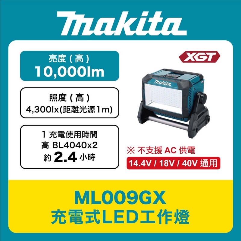 《女子五金》含稅🔺牧田 Makita ML009 ML009GX LED 充電式 方形工作燈