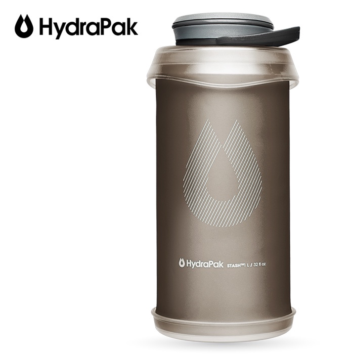【Hydrapak 美國】STASH 1L 可擠壓式圓盤軟式水壺 遠古灰 (G121M)