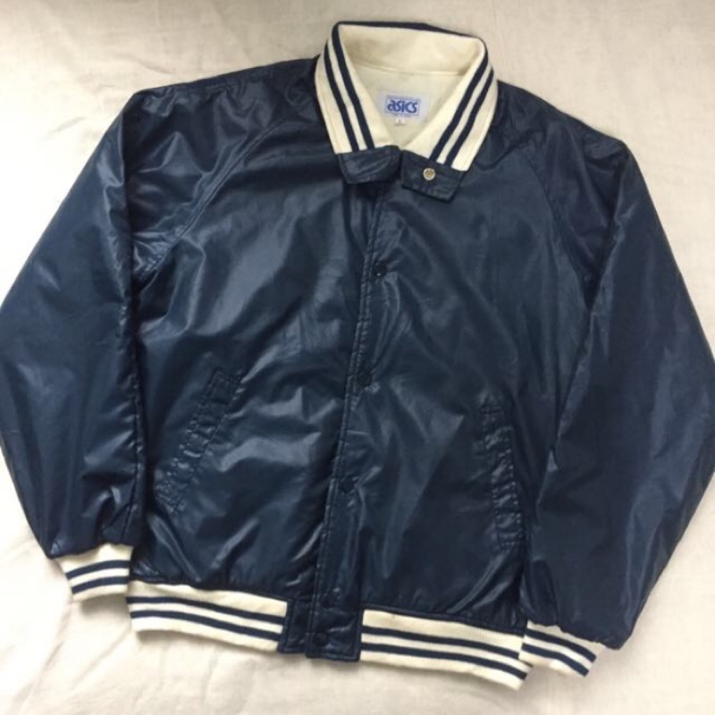 日本亞瑟士asics  復古熱身外套 教練外套 日本製 L 藍 2月vintage jacket