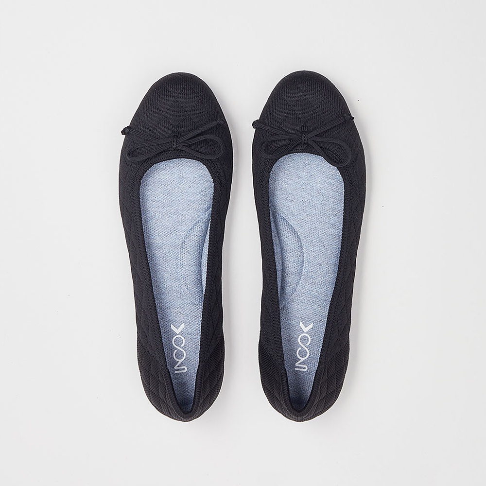 inooknit | 馬卡龍平底鞋 黑菱格紋 | Macaron Flats Quilted Black