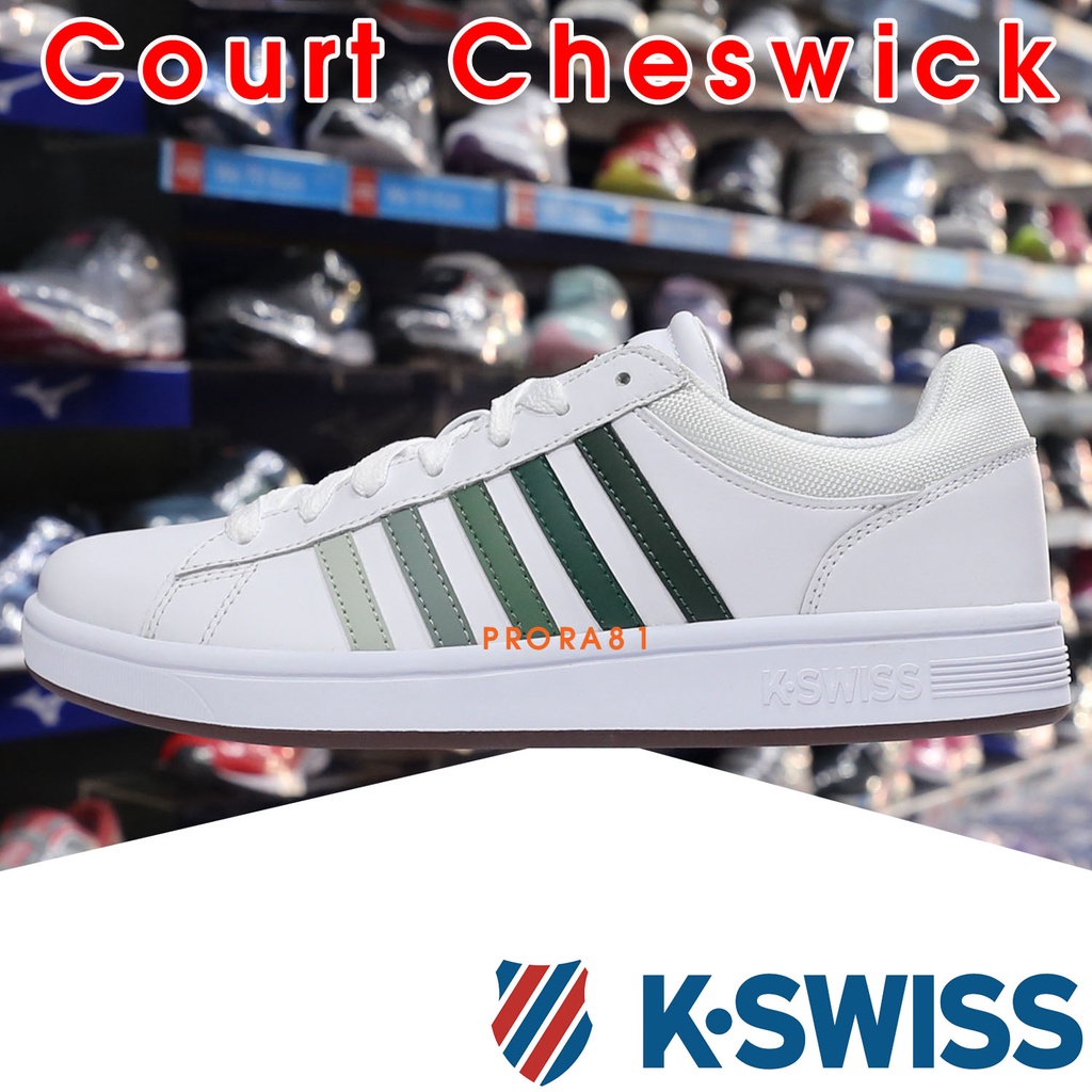 鞋大王K-SWISS 06154-159 白×綠漸層 Court Winston 皮質休閒鞋 / 耐穿 / 140K