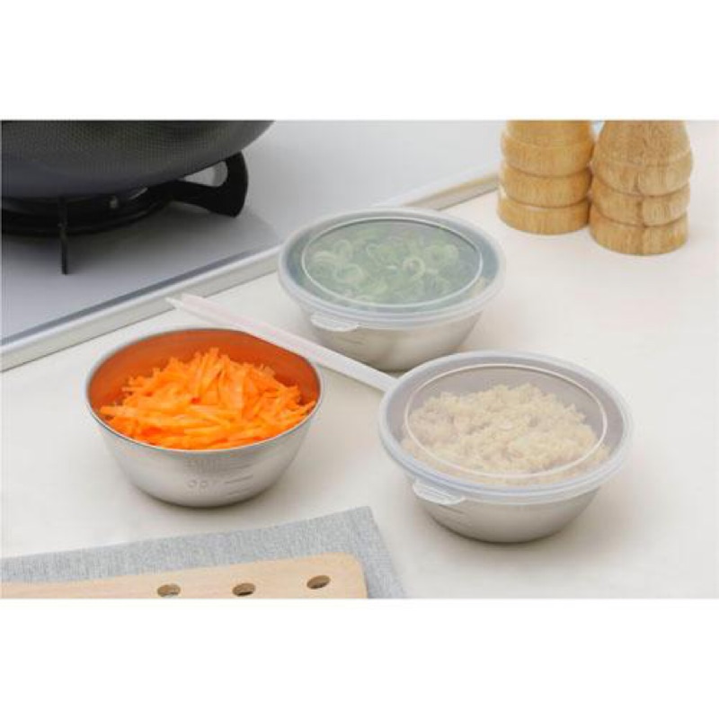 日本製18-8不銹鋼 附蓋量碗 料理碗 3件組 烘培備菜多用途保鮮盒