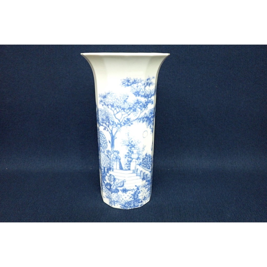 Rosenthal 羅森泰 風景圖 花瓶 陶瓷 青花瓷 藍白 Versace 凡賽斯 御用品牌