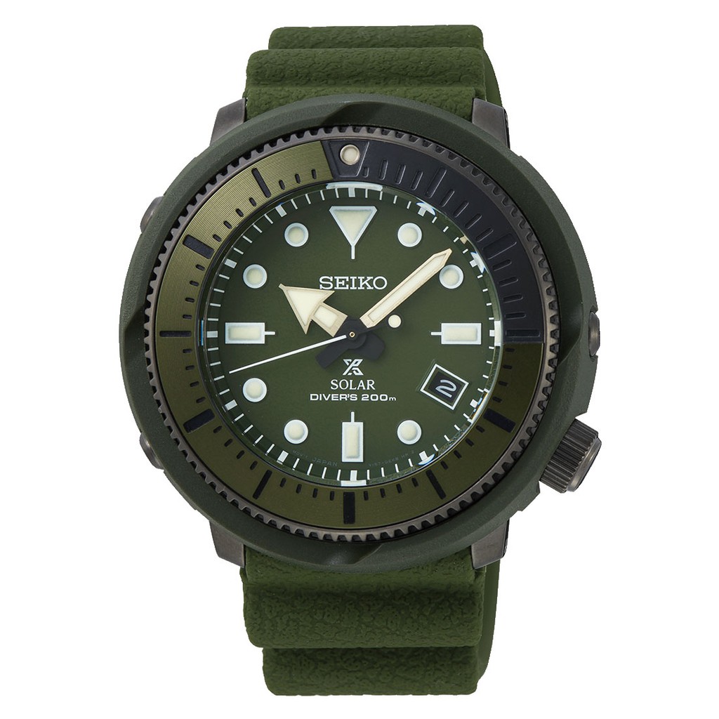 【金台鐘錶】SEIKO 精工錶 鮪魚罐頭 46mm 太陽能 200m 潛水錶 (綠) SNE535P1