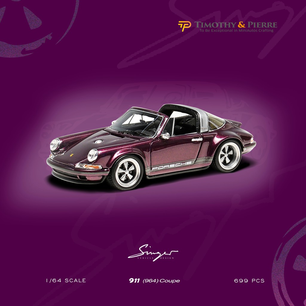 【模例】TP 1/64 Singer Porsche 911 (964) Targa 黎明紫