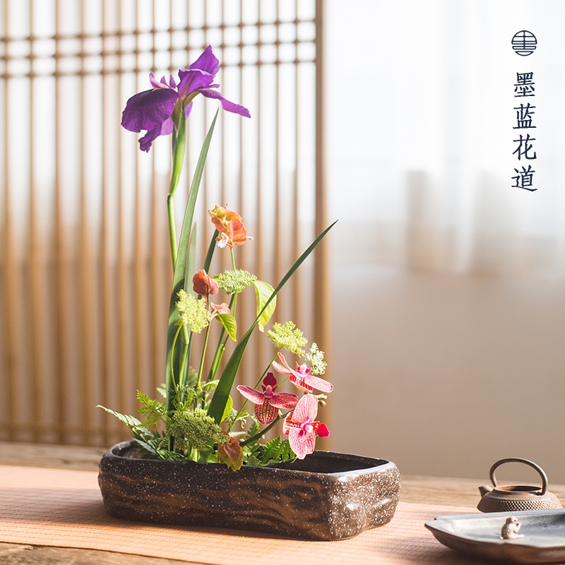 😍插花 花器😍仿石花器插花器皿花盆 插花器禪意日式中式創意擺件家居擺件 米騰定制