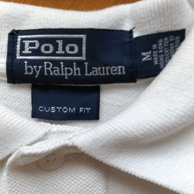 正品Polo by Ralph Lauren大馬白色金LOGO長袖Polo衫，7成新，M size(肩46胸53cm)