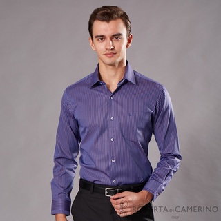 ROBERTA諾貝達 台灣製 合身版 商務型男 條紋長袖襯衫 RDH68-28 深紫