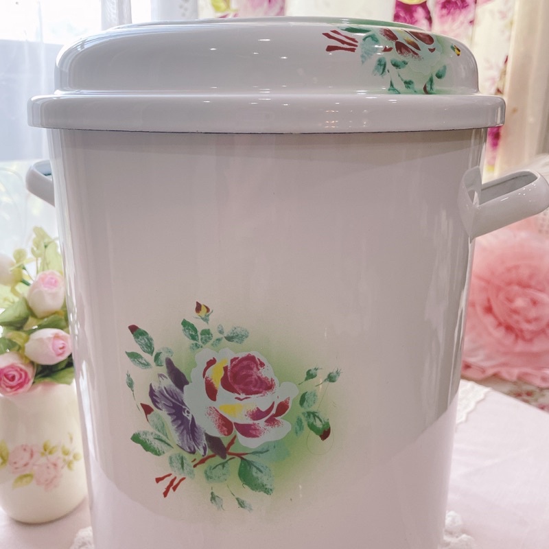 日本製 imane 公主玫瑰 琺瑯大垃圾桶 廚房用品