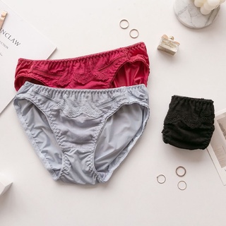 MUMU【B03091-2】絲綢內褲 臺灣現貨電子發票 冰絲內褲 女生內褲 性感內褲 蕾絲內褲 無痕內褲 涼感內褲