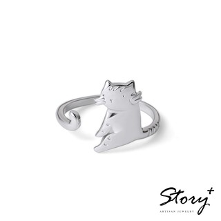 STORY故事銀飾-貓小姐系列-妳還有我純銀貓戒指