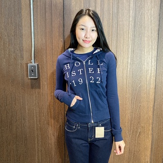 美國百分百【全新真品】Hollister Co. 外套 HCO 連帽 長袖 夾克 海鷗 刷毛 深藍 女 XS號 H462