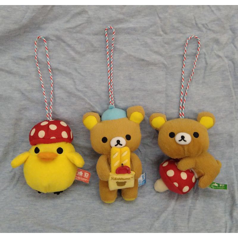 現貨 正版 二手 san-x 拉拉熊 懶懶熊 鼻孔雞 蘑菇 麵包 7-11 娃娃 吊飾