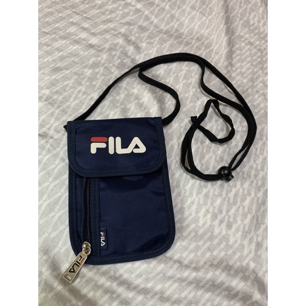 FILA 帆布包 手機包 斜背包 隨身小包 斜背小包 側背包 藍色 小包 卡片包 零錢包
