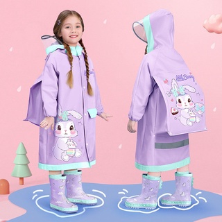 現貨兒童雨衣全身女童女孩小學生寶寶上學衣2022新款帶書包全身防雨披