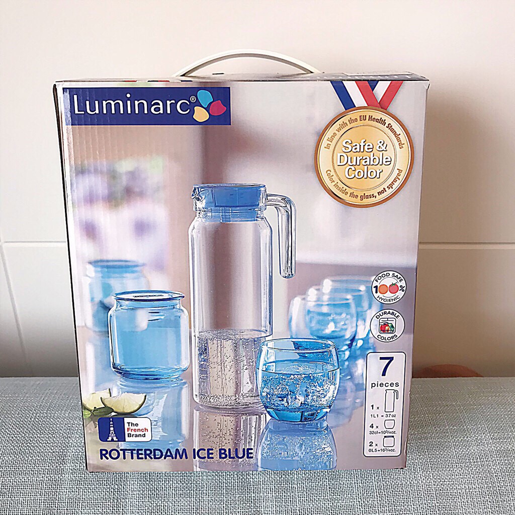 法國~Luminarc樂美雅凝彩7件杯壺保鮮罐組-全新