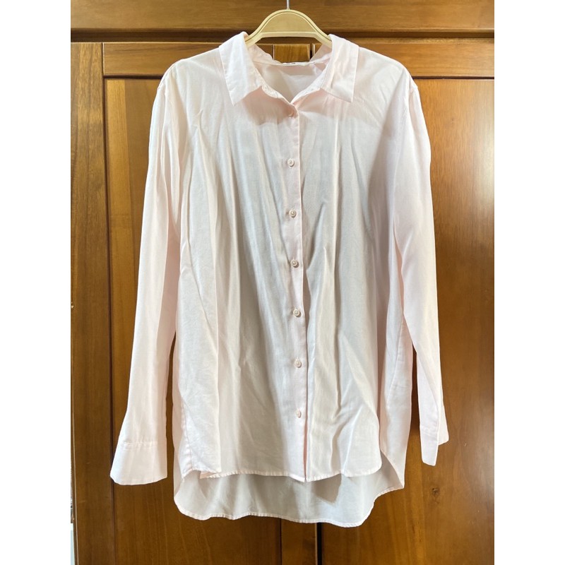 Uniqlo粉色雪紡襯衫 蝦皮購物