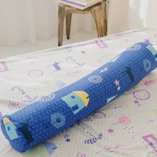 【米夢家居】夢想家園系列-馬來西亞進口純天然長筒乳膠枕-附純棉布套(可當抱枕-午睡枕)-深夢藍