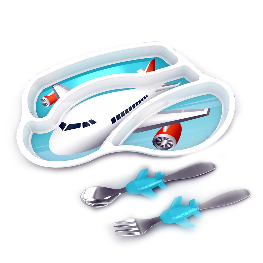 KIDS FUNWARES - 造型兒童餐盤組-飛機