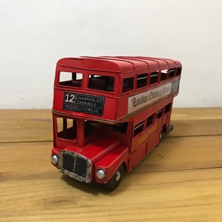 復古鐵皮英國倫敦巴士汽車模型 Zakka家飾擺件