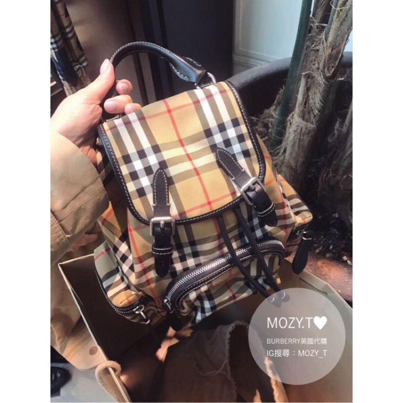 Mozy T 英國代購burberry The Rucksack Vintage格紋小型斜背包後背包 蝦皮購物