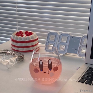 Thomas小舖Ins博主同款 星之卡比 可愛玻璃杯 少女心 卡比 杯子 水杯 卡比之星 水杯 果汁杯 牛奶杯早餐杯