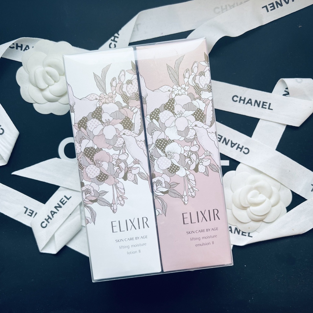 Shiseido資生堂 Elixir怡麗絲爾 彈潤保濕水 彈潤保濕乳 滋潤型 花印鵲影組 II 300ML 2306