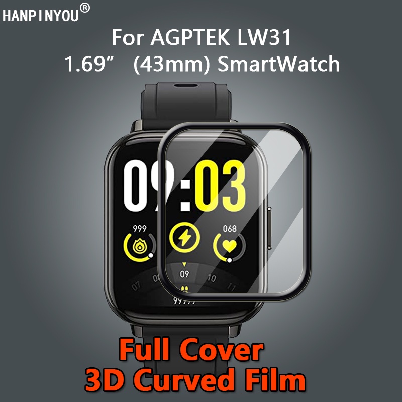 適用於 AGPTEK 1.69 英寸 (43mm) SmartWatch LW31 超透明全覆蓋 3D 彎曲軟 PMMA