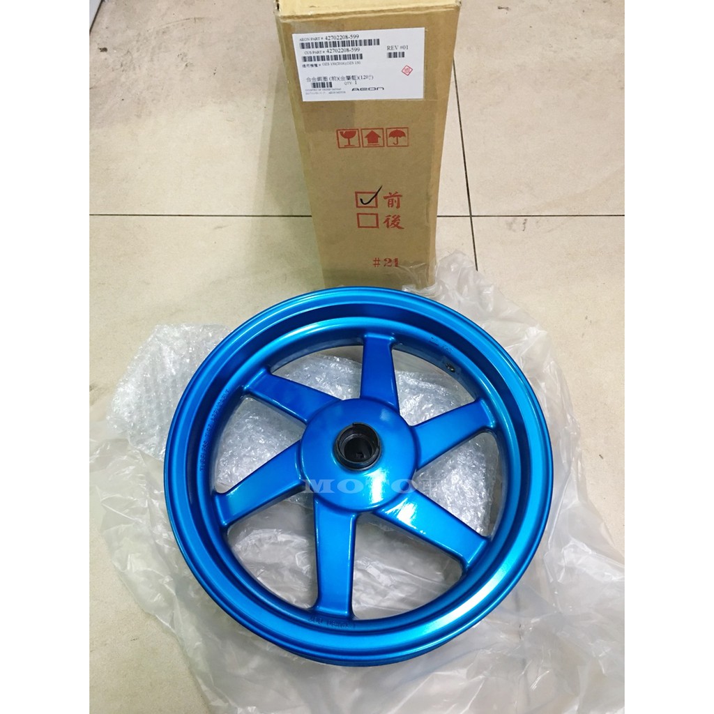 《MOTO車》宏佳騰 原廠 OZ150 S新款 藍色 12吋 前 輪框