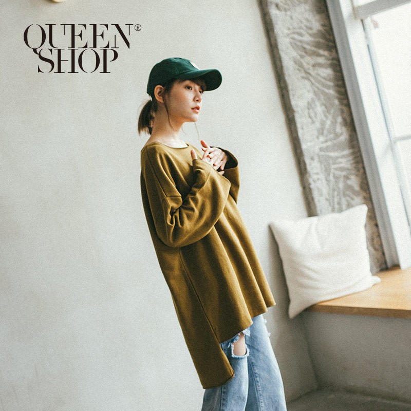 QUEENSHOP【01110305】 基本百搭素面長袖上衣 兩色售＊現+預＊