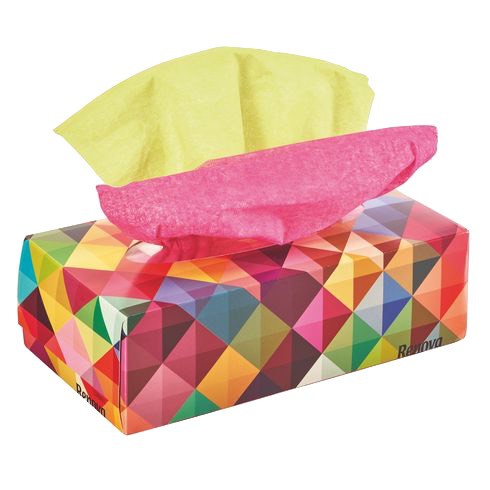 RENOVA葡萄牙進口 彩色抽取式衛生紙 雙色 粉色＋綠色（1盒含80抽）