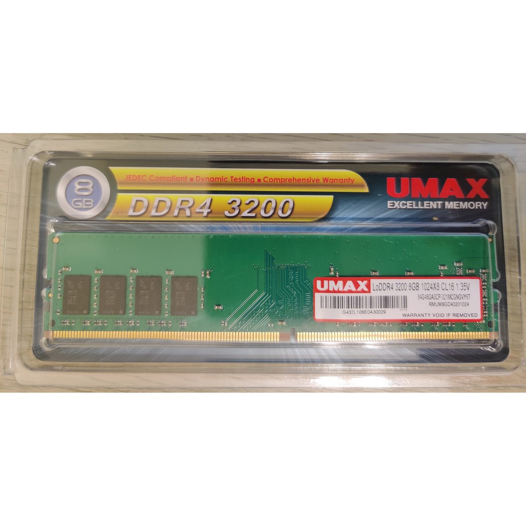 UMAX力晶 8GB DDR4-3200 終身保固/RAM記憶體