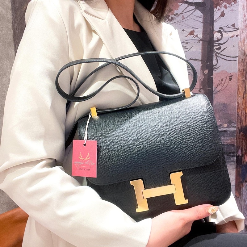 【黎都精品】Hermès 愛馬仕 Constance 24cm Epsom 黑色 金釦 大Ｈ 康康包 斜背包 側背包