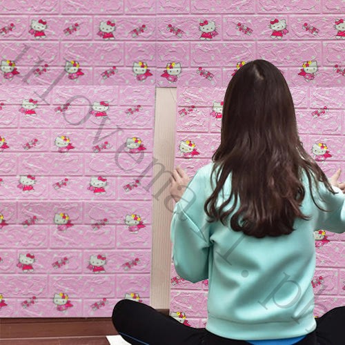 哆啦夢 哆啦a夢hello Kitty DIY三維磚牆貼壁紙裝飾泡沫自粘防水壁紙設計臥室
