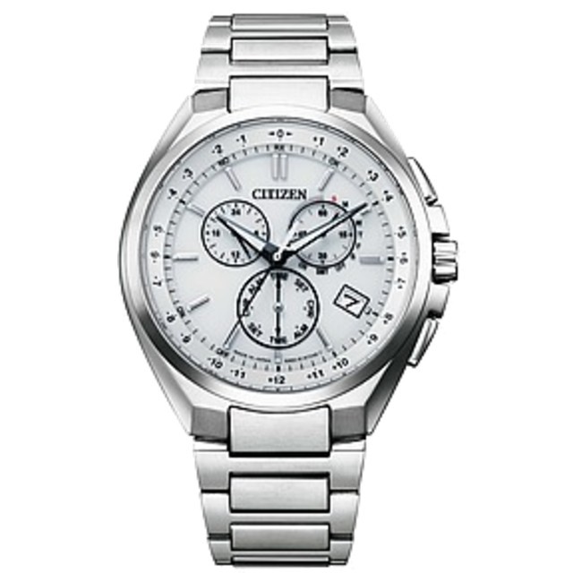 CITIZEN 星辰錶 CB5040-80A 光動能電波對時鈦金屬腕錶/白 41.5mm