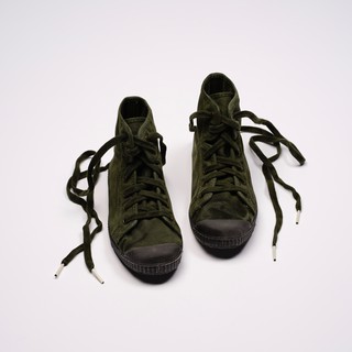 CIENTA 西班牙帆布鞋 U61777 22 墨綠色 黑底 洗舊布料 童鞋 高筒