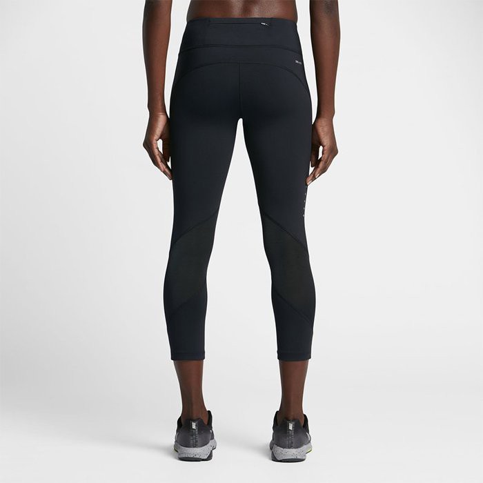 （修身顯瘦名模穿搭款) Nike 842922-010 女 網紗 運動 緊身褲 中長褲 7分褲-黑色-顯瘦修身款