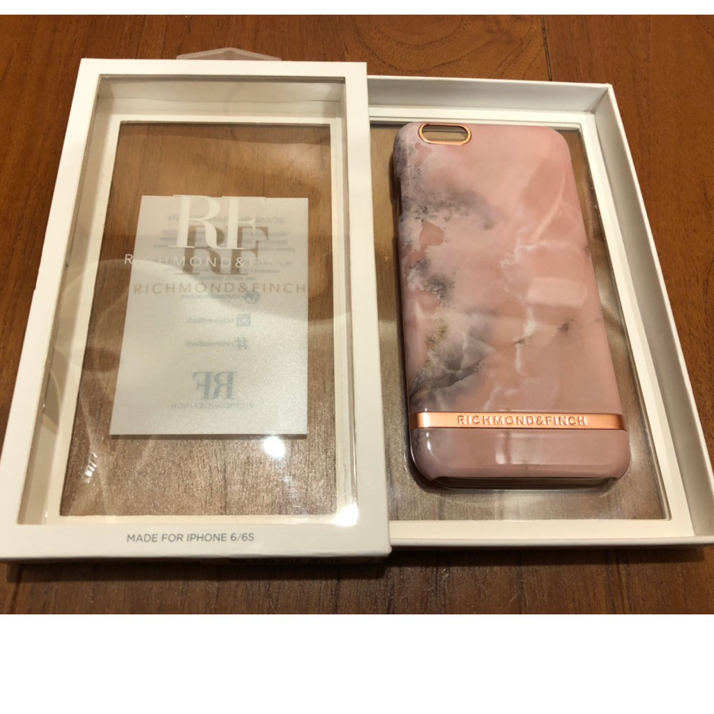 二手 Iphone6S Richmond&amp;Finch (RF) 瑞典手機殼大理石紋玫瑰金線框-玫瑰粉