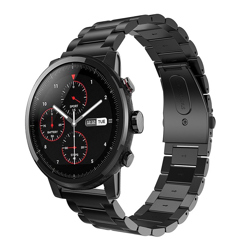22mm錶帶 通用鋼帶 華為watch 3 pro錶帶 小米華米Amazfit GTR2三株不鏽鋼表带三星S3