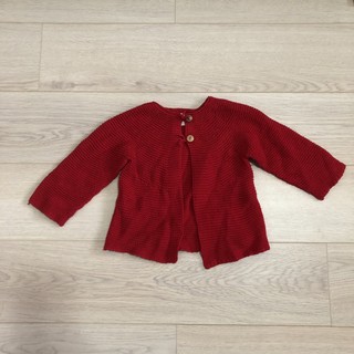 ZARA baby 紅色木釦粗針織罩衫外套