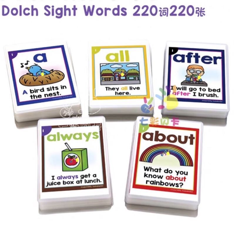 《現貨！一組五款》美國學校專用高頻詞句卡Dolch sight words