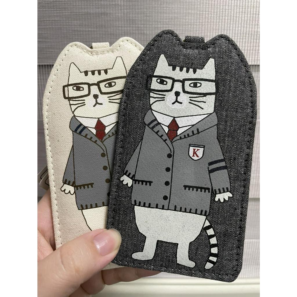 KUSUGURU伸縮票卡夾 眼鏡貓 黑貓