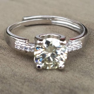 3753 7.莫桑鑽戒指 925銀 活動戒圍 1ct 6.5mm 四爪鑲【附GRA證書】