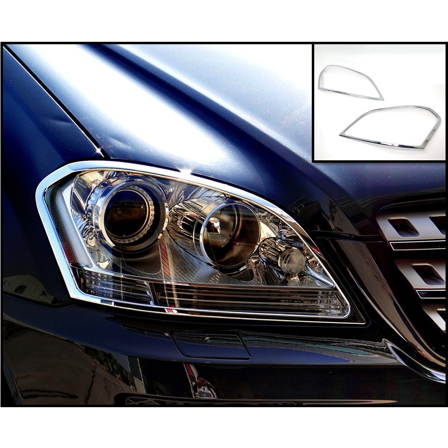 圓夢工廠 Benz 賓士 ML W164 05~08 ML320 ML350 ML400 改裝 鍍鉻 車燈框飾貼 前燈框