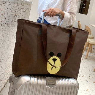 ✜﹊可愛小熊防水旅行包 手提袋 輕便大容量旅遊包  收納袋 乾溼分離 帆布行李袋子